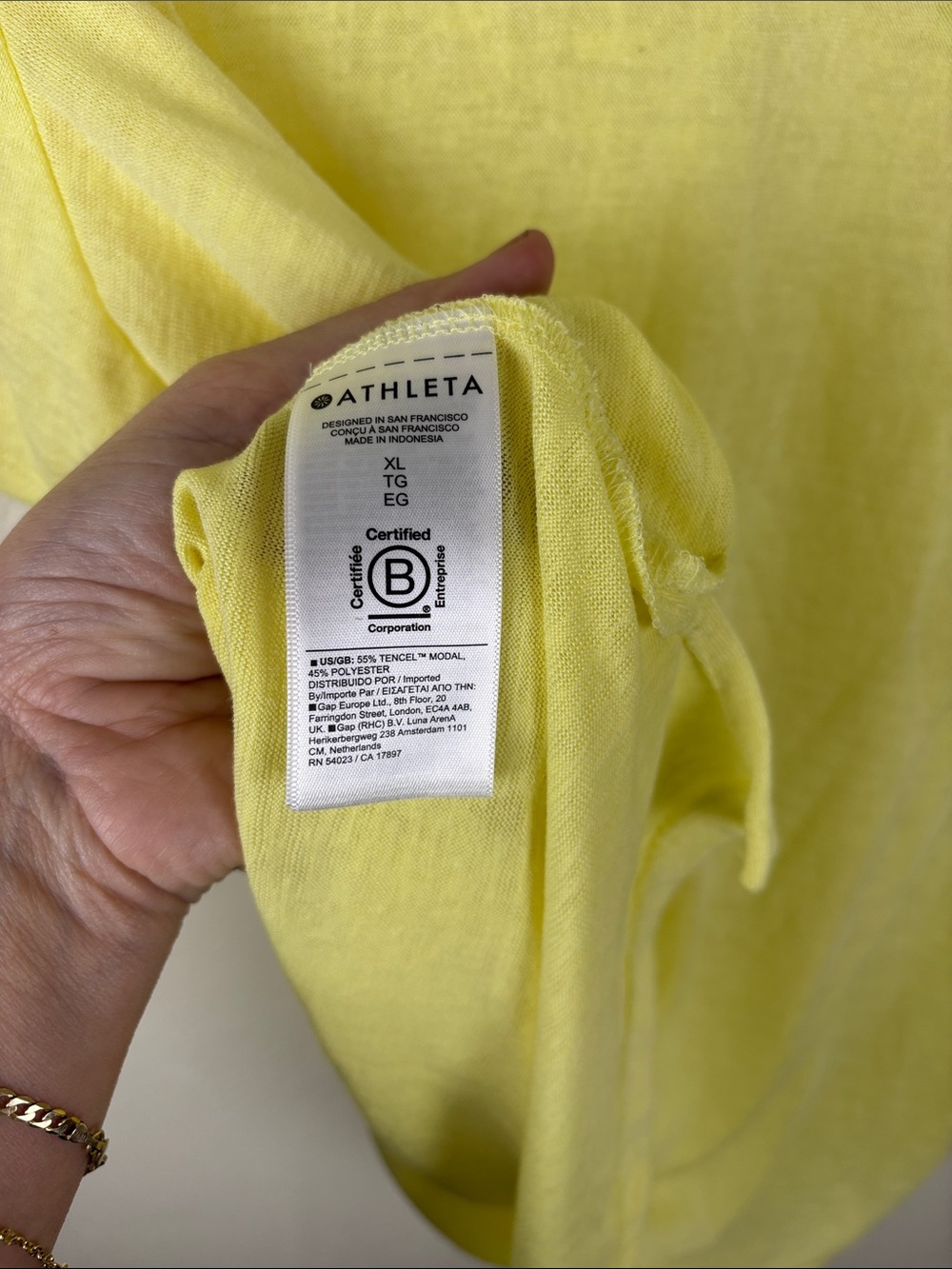 Athleta Yellow Modal V Neck Tee XL Soft Lightweight Athleisure Lounge Summer Top - Picture 4 of 6